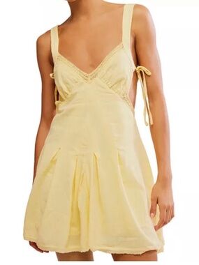 Free People Yellow Vivi Mini Dress (Large) NWT/Boho